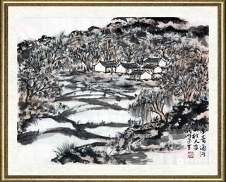 姚龙顺_皖南青通河 畔山村人家